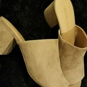 Chunky Heel Faux Suede Mule